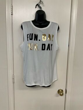 Color Bear White Tank with Gold Foil Lettering